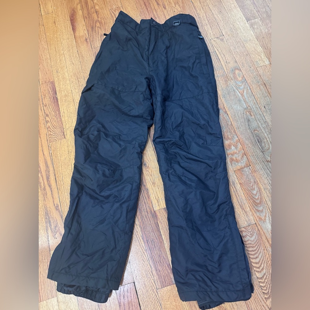 CB Sports Boys Black Insulated Snow Pants Large 10-12) Nylon Zip Snap